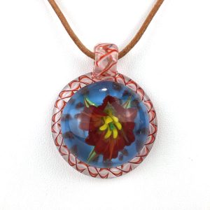 Red Lily Flower Pendant by Dennis Gerasimov